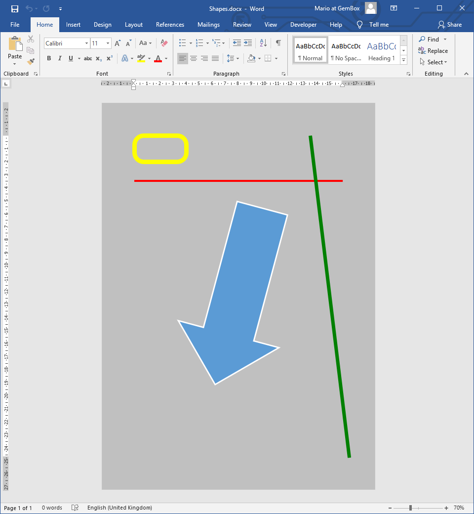 Word document with Shape elements