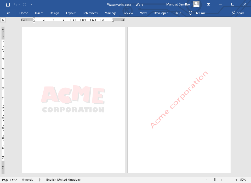 Word document with a watermark