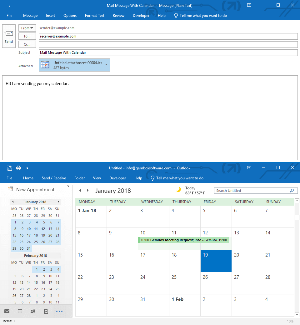 Add a Calendar to a Mail Message from C# / VB.NET applications