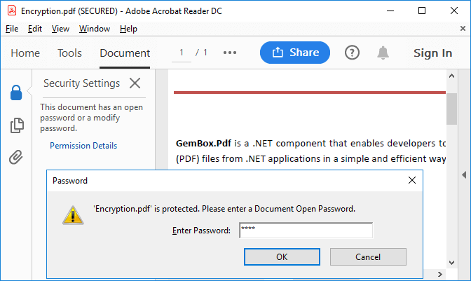 Opening a password-encrypted PDF file