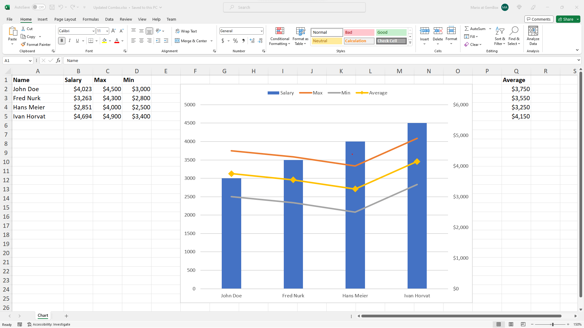 Excel combo chart updated in C# and VB.NET