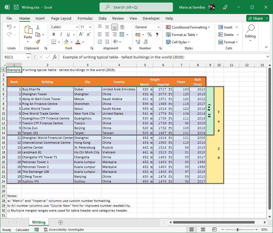 Write and save Excel spreadsheets in C# and VB.NET | GemBox.Spreadsheet Example