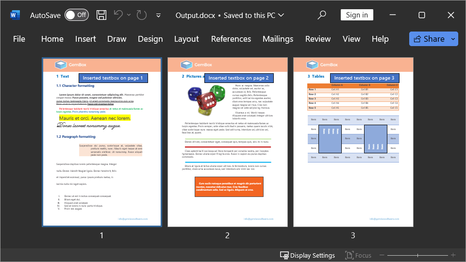 Word document with content inserted at the start of every page