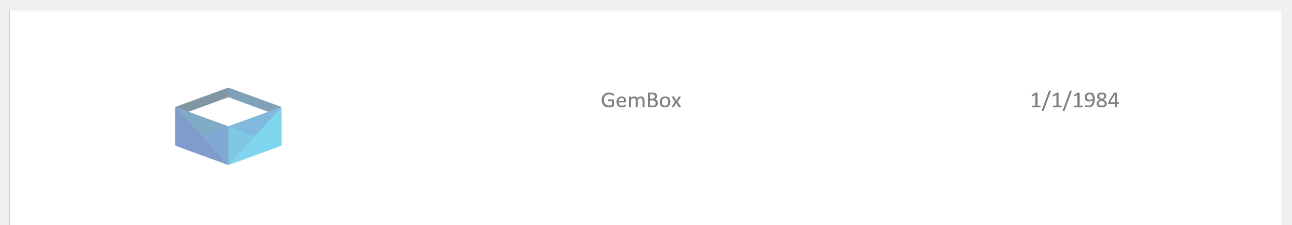 A Word header with a logo on the left, the company name in the center, and the date on the right, created with GemBox.Document