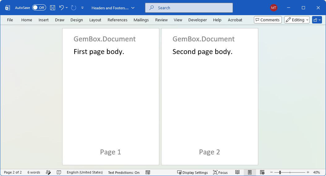 Add Headers and Footers in Word documents in C# and VB.NET