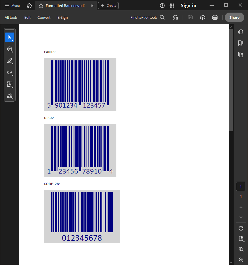 Output file with customized barcodes Customized barcodes created programmatically in C# and VB.NET