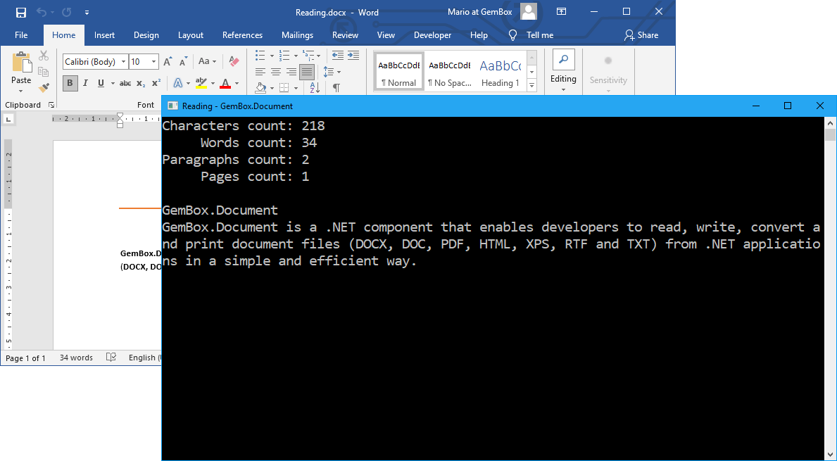 Opening and reading Word document's text in C# and VB.NET