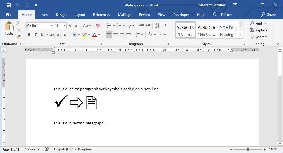 Creating and writing Word document's text in C# and VB.NET