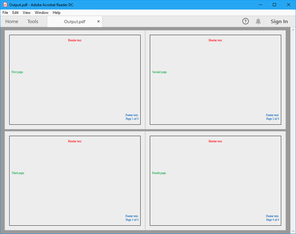 Converted HTML content to PDF with headers, footers and landscape in C# and VB.NET