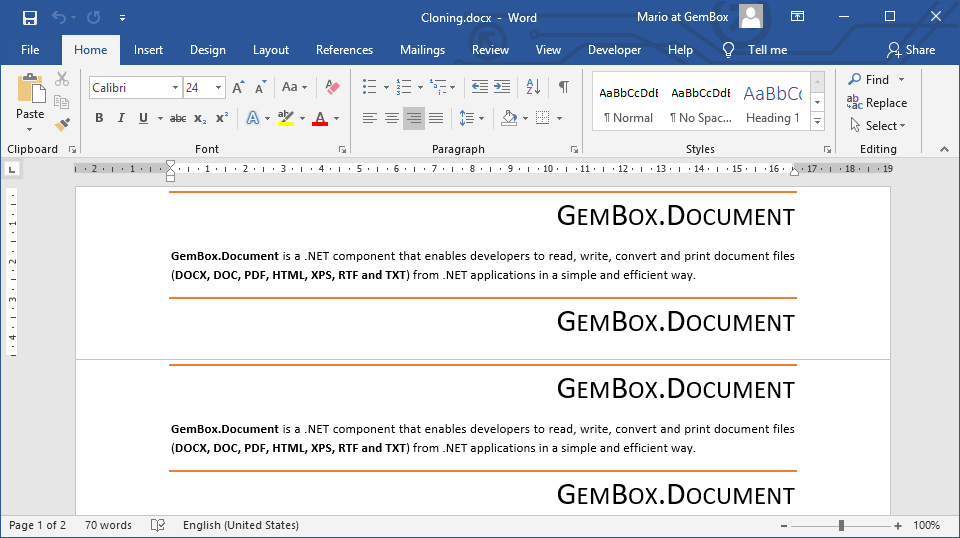 Cloning Elements in DOCX Files Using C# and VB.NET