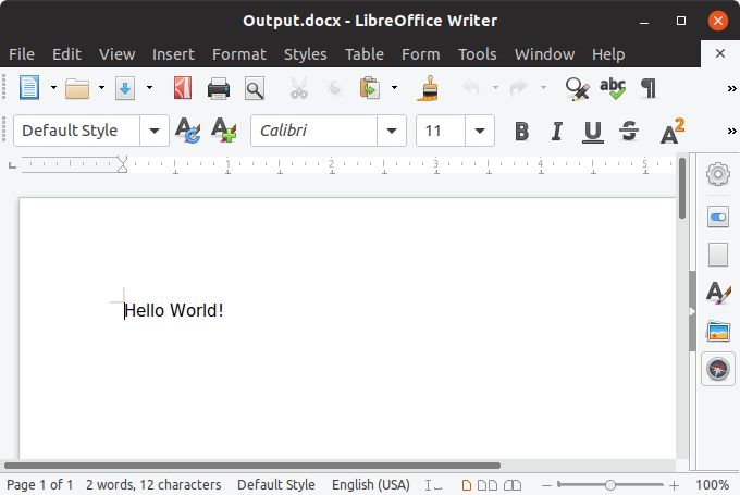 Generated Word document from .NET Core application running on Linux (Ubuntu)