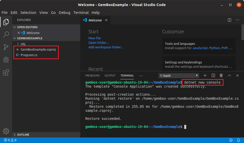 Creating a C# console project