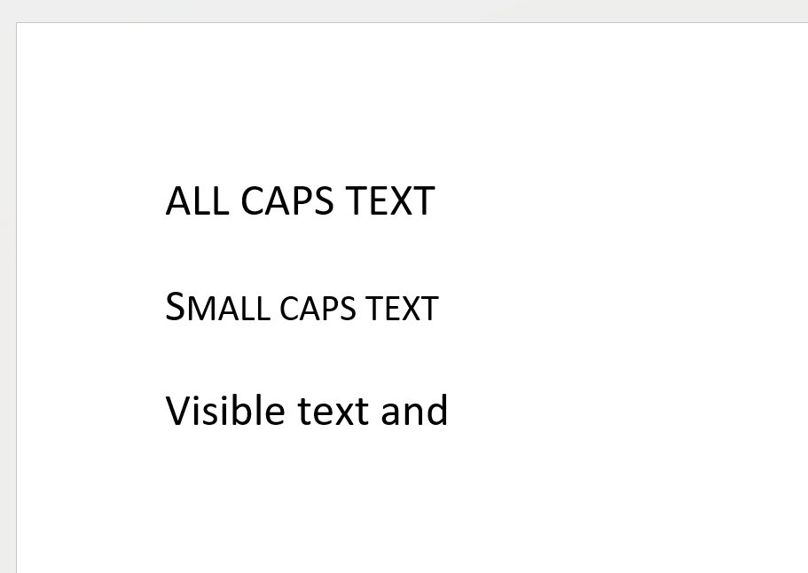 Word text in all caps and small caps, created with GemBox.Document