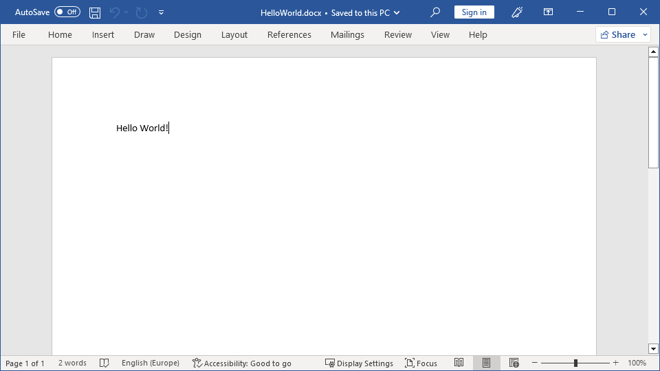 Screenshot of a Word file created with GemBox.Document