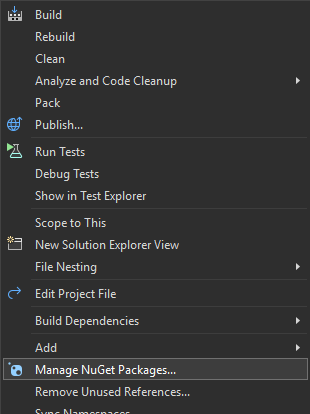 Manage NuGet Packages