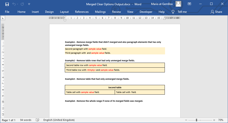 Merge Ranges  GemBox.Document Example