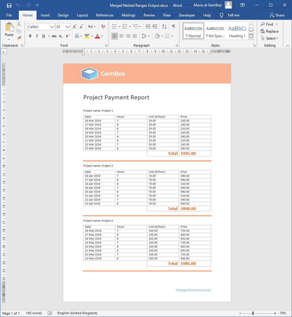 Use Nested Mail Merge in C# and VB.NET