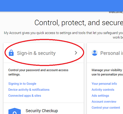 Google account settings