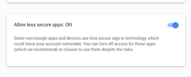 Google allow less secure apps option