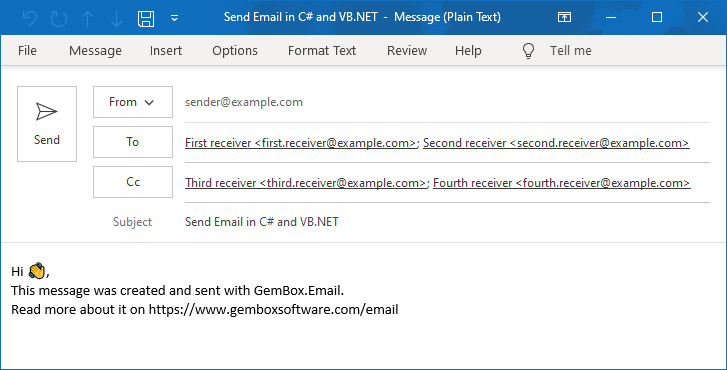 Mail message sent with GemBox.Email