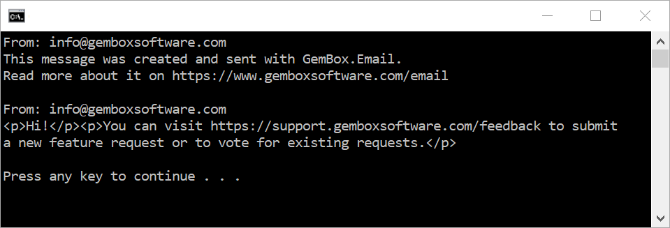 Mail messages listed with GemBox.Email