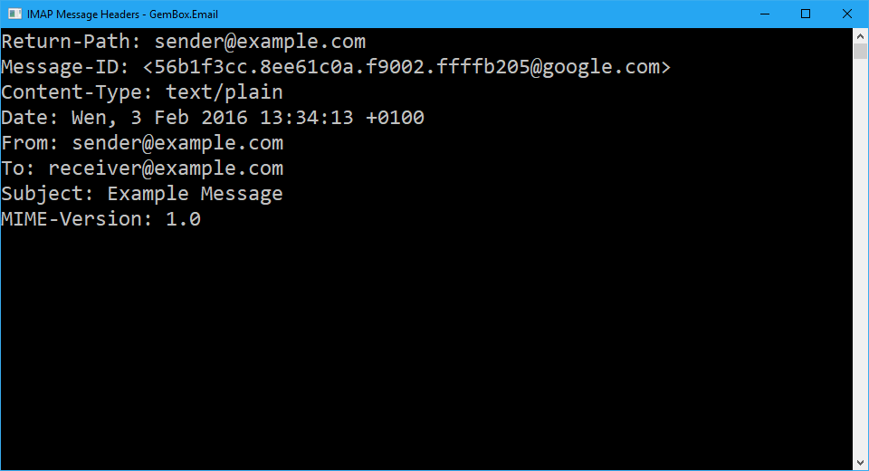 Email Headers with IMAP | GemBox.Email Example
