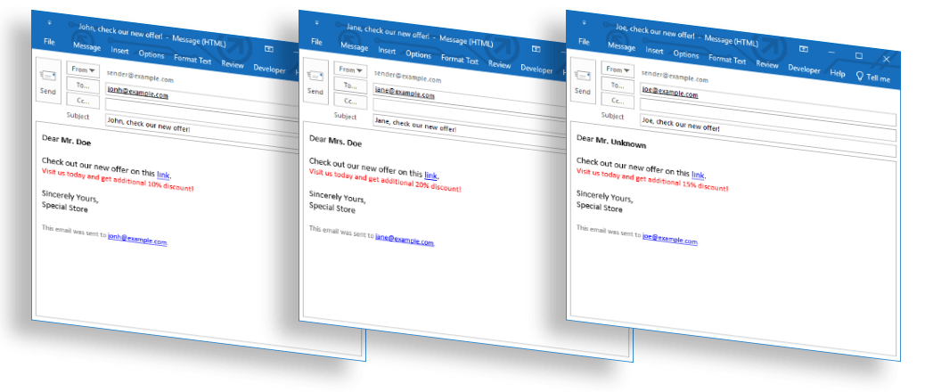 Generating unique emails with mail merge in C# and VB.NET