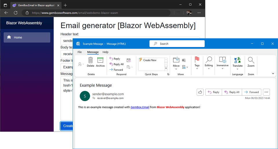 Generating an EML file from Blazor WebAssembly app