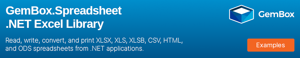 GemBox.Spreadsheet .NET Excel library
