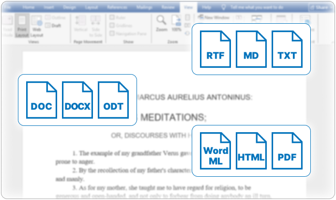 Word and other document file formats GemBox.Document works with.