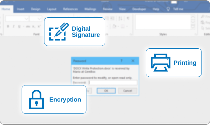 Print, encrypt and password-protect Word documents with GemBox.Document .NET library.