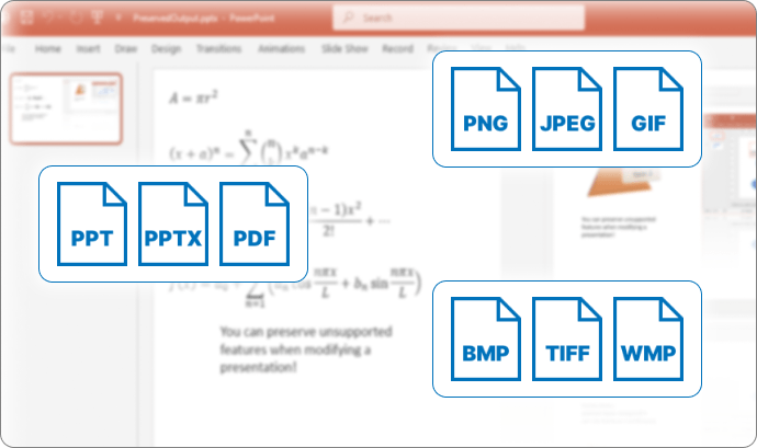 PowerPoint and other presentation file formats the GemBox.Presentation .NET library works with.
