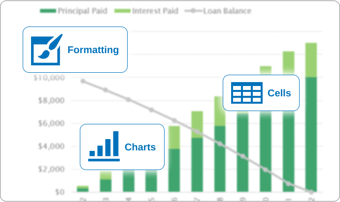 Creating Excel charts, working with and formatting cells with GemBox.Spreadsheet.