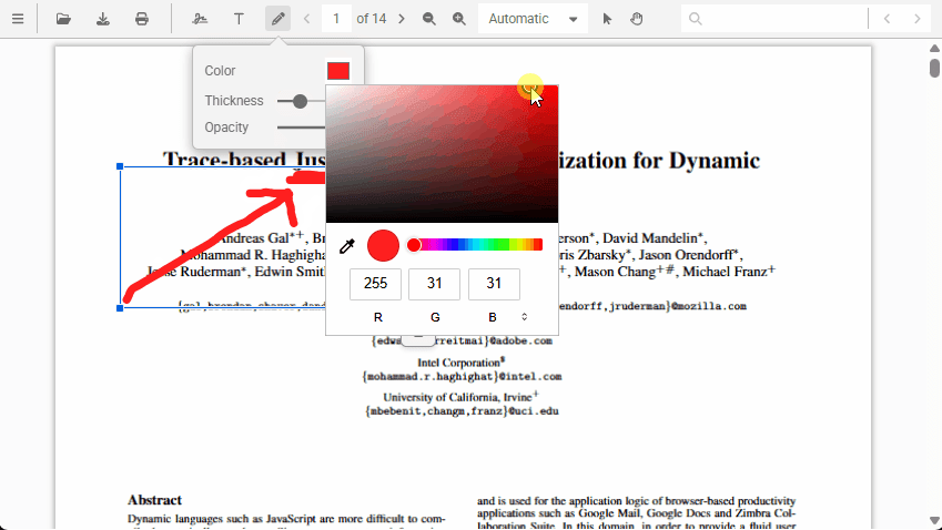 Free drawing in a PDF document opened in a browser with GemBox.PdfViewer