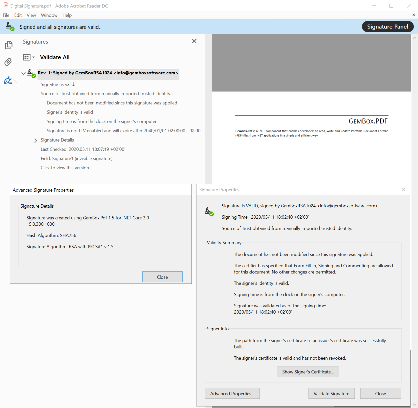 Digitally sign PDF files from C# / VB.NET applications