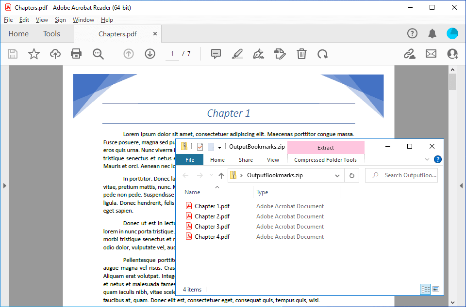 Splitting source PDF file into individual PDF files based on the document's bookmarks in C# and VB.NET