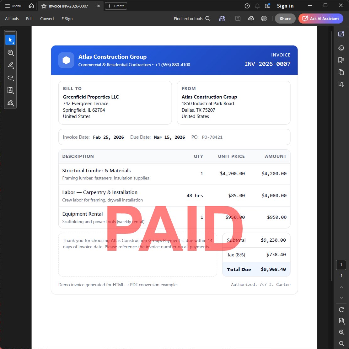 A watermarked PDF generated from HTML