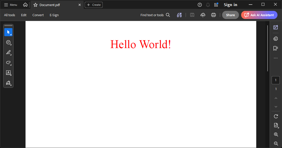 Screenshot of PDF generated from URL