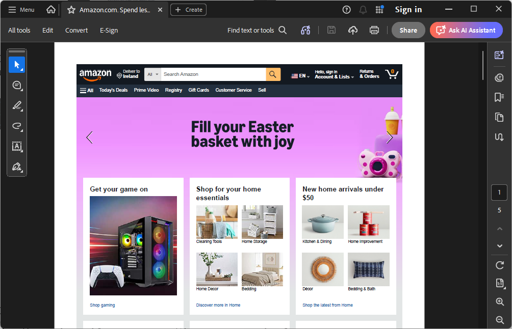 Screenshot of PDF generated from URL