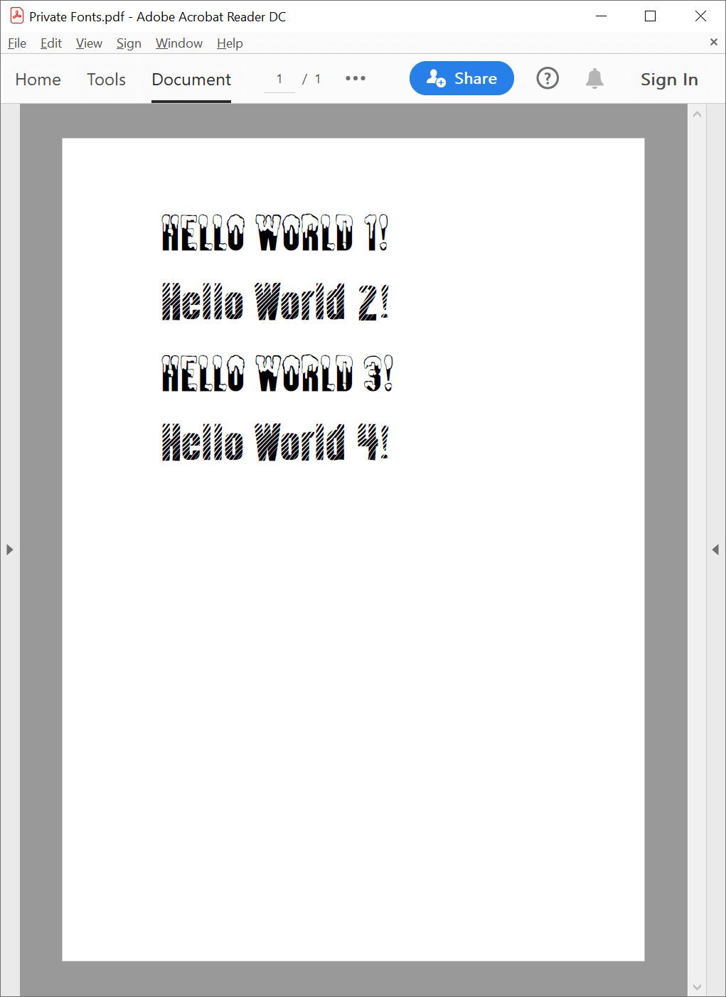 PDF file with text from private fonts