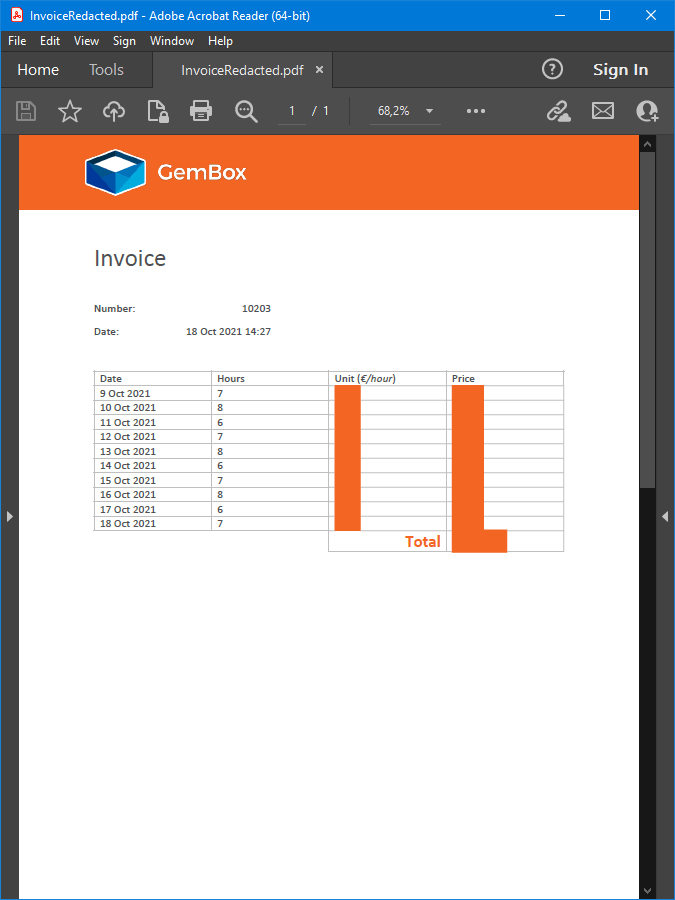 PDF file with redactions in a custom fill color created with GemBox.Pdf