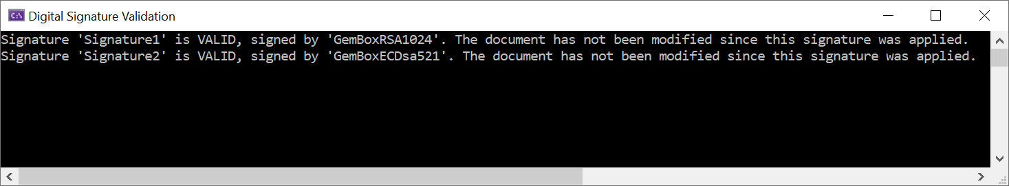 Pdf document with validated signature in C#