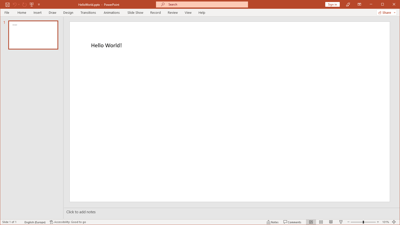 Screenshot of a PowerPoint file created with GemBox.Presentation