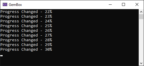 Screenshot of the progress reported with GemBox.Presentation The progress reported with GemBox.Presentation