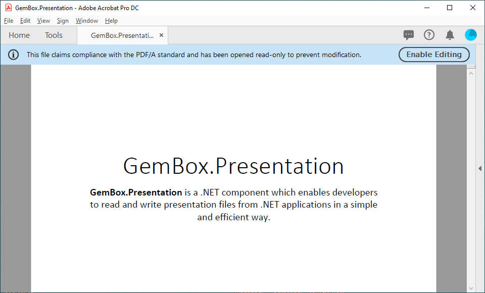 PDF/A converted from PowerPoint file with GemBox.Presentation