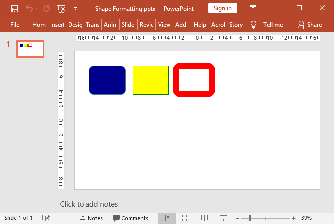 PowerPoint shapes formatted with GemBox.Presentation