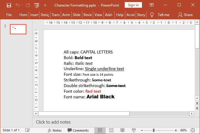PowerPoint Character Formatting in C# and VB.NET