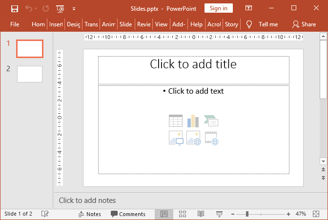 PowerPoint slide with placeholders created with GemBox.Presentation