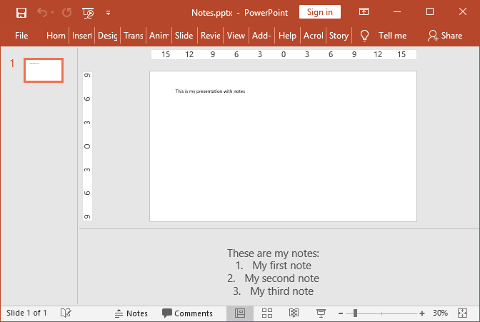 PowerPoint notes created with GemBox.Presentation