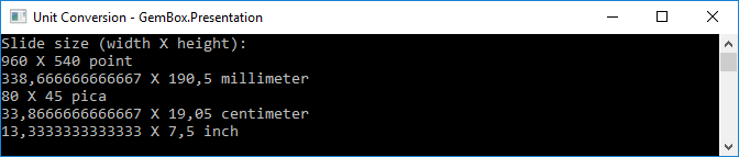 PowerPoint length unit conversion with GemBox.Presentation